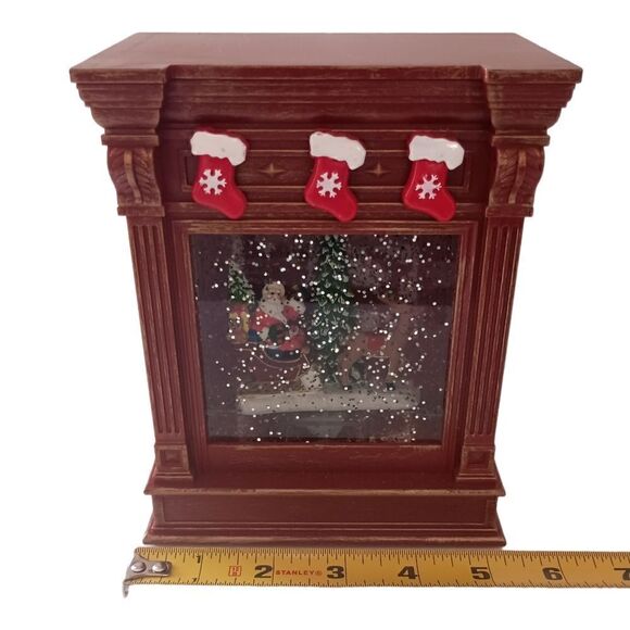Fireplace Lighted Snow Globe LED Santa Sled Mantel Reindeer Y2K Christmas Winter - Picture 16 of 16